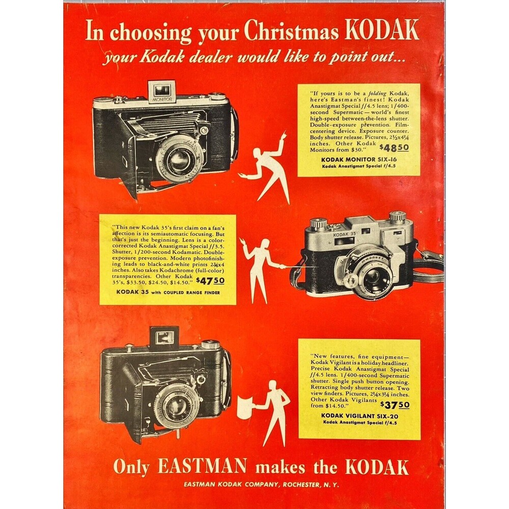 Eastman Kodak "Only Eastman makes the Kodak" Vintage Print Ad 1941